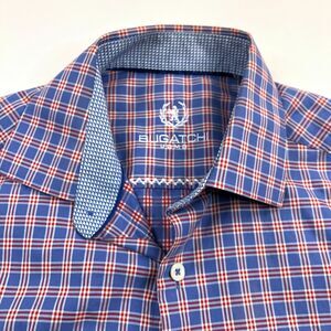 Bugatchi Classic Fit Mens 14.5 32/33 Button Front Long Sleeve Dress Shirt Blue